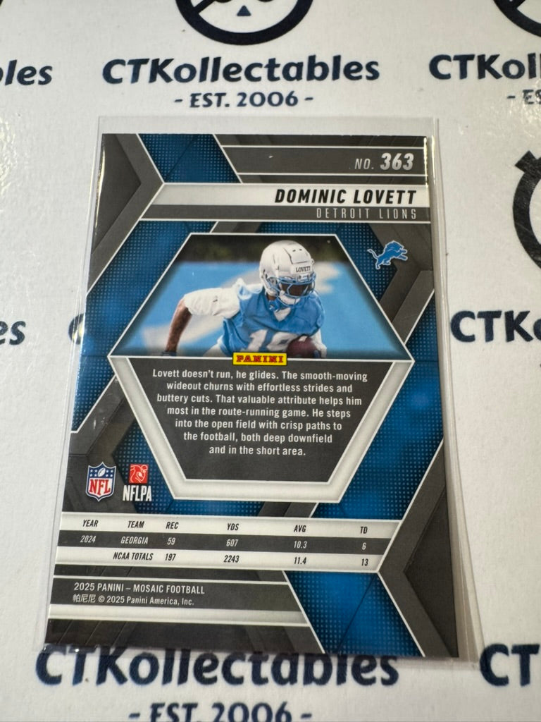 2025 NFL Panini Mosaic Rookie Card #363 Dominic Lovett Lions