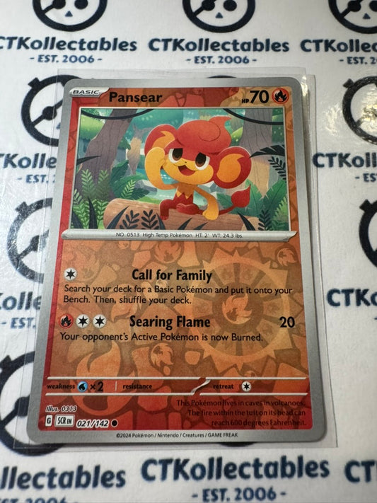 Pansear Reverse Holo #021/142 Stellar Crown Scarlet & Violet Pokemon