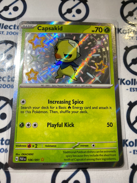 Capsakid Shiny Rare #104/091 2024 Paldean Fates Pokemon Card