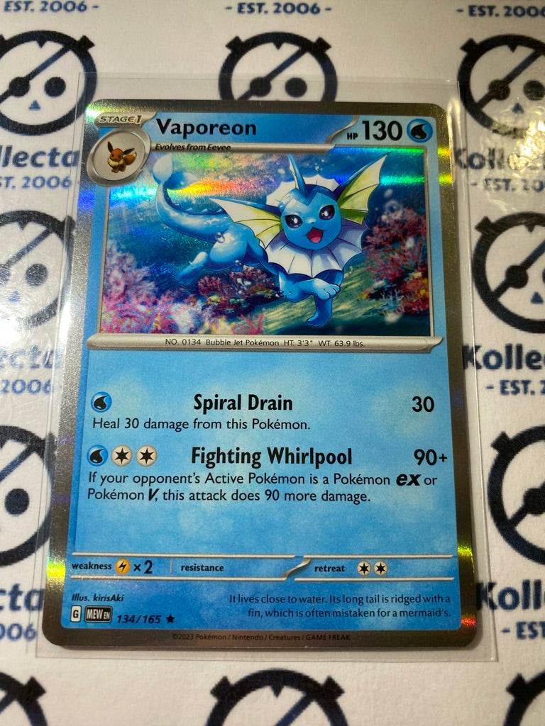 Vaporeon Holo Rare #134/165 Scarlet & Violet 151 Pokemon Card