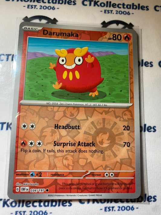 Darumaka Reverse Holo #034/197 2023 Obsidian Flames Pokemon Card