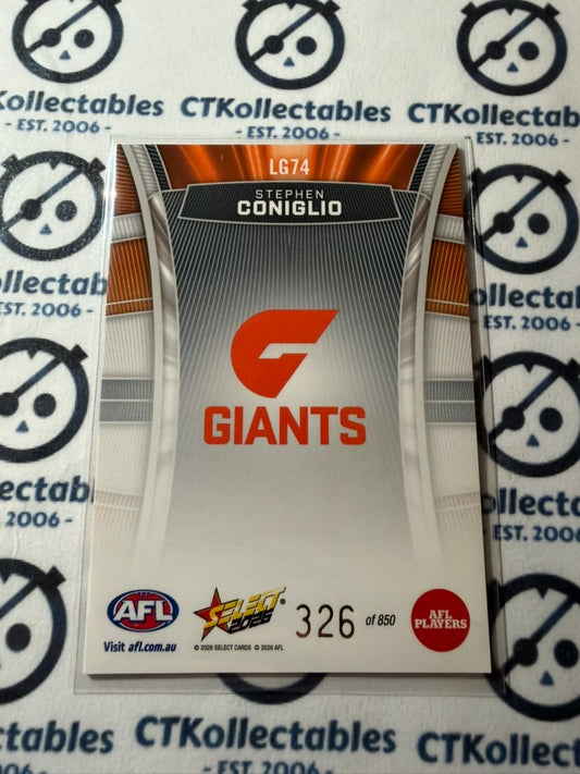 2026 Select AFL Footy Stars Hobby Luminous LG74 Stephen Conigli #326/850 Giants