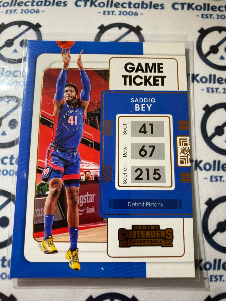 2021/22 Panini NBA Contenders Saddiq Bey Bronze Ticket #98 Pistons