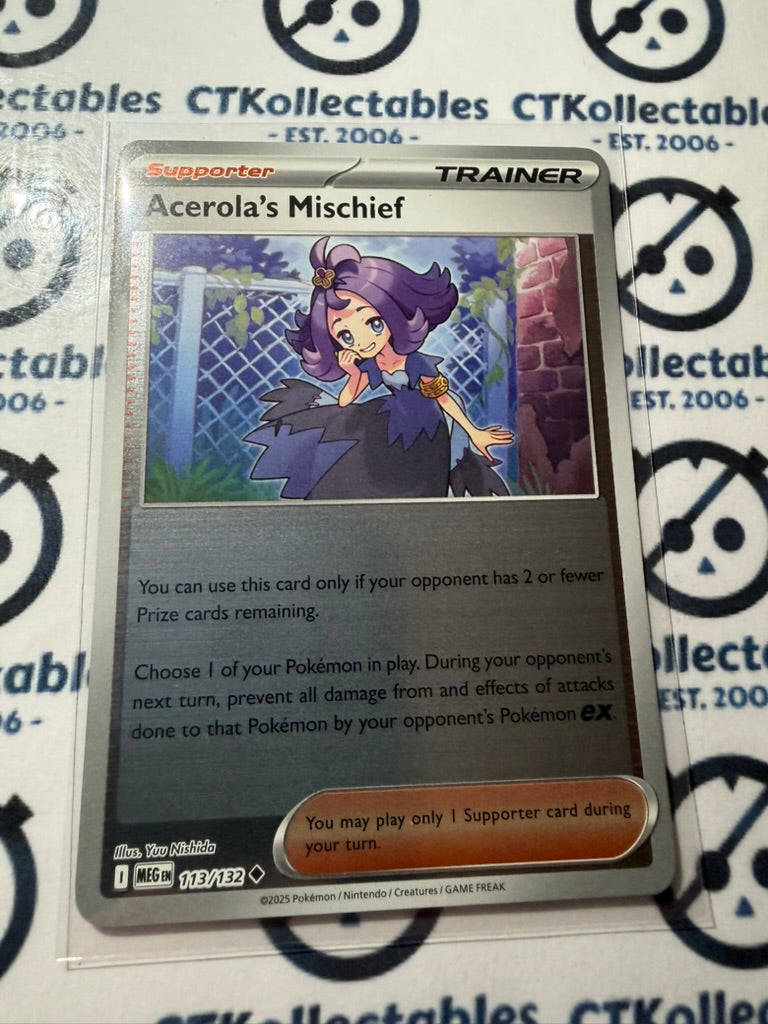 Acerola's Mischief Reverse Holo Mega Evolution #113/132 Pokemon