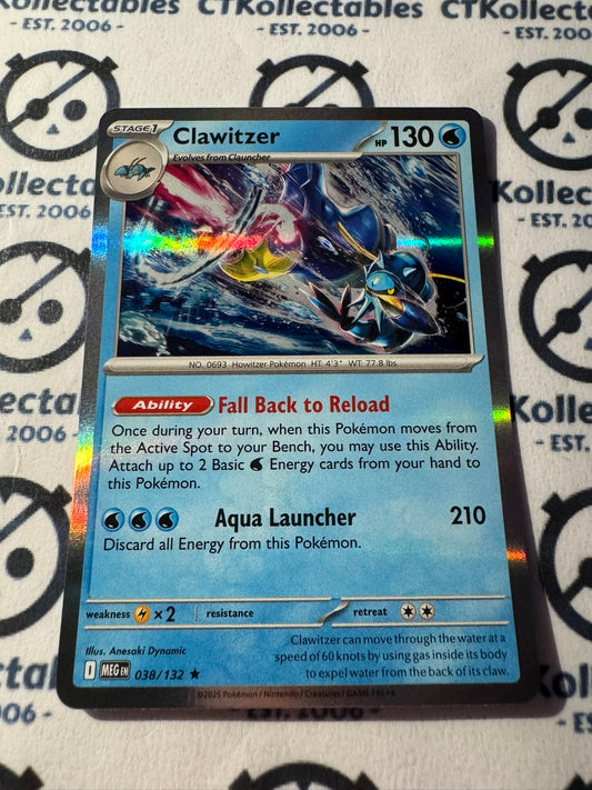 Clawitzer Holo Rare #038/132 Mega Evolution Pokemon