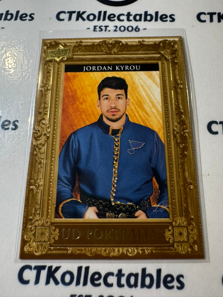 2023-24 NHL Upper Deck Series 2 Jordan Kyrou UD Portraits P37 Blues