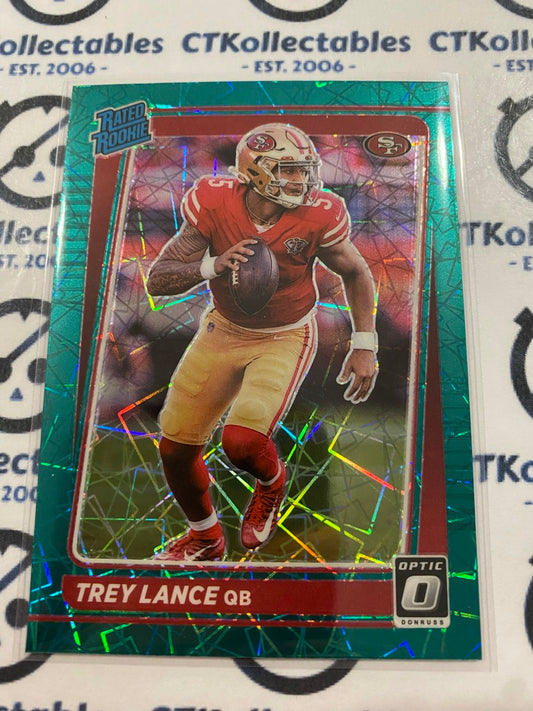 2021 NFL Donruss Optic Trey Lance Rated Rookie Green Velocity #203 49ers