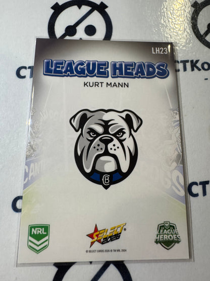 2026 Select NRL League Heroes League Heads #LH23 Kurt Mann Bulldogs