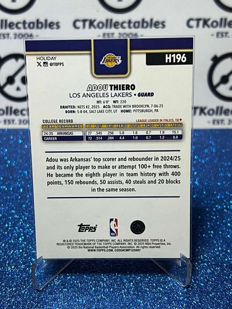 2025-26 Topps Holiday NBA Glitter #H196 Adou Thiero Los Angeles Lakers RC