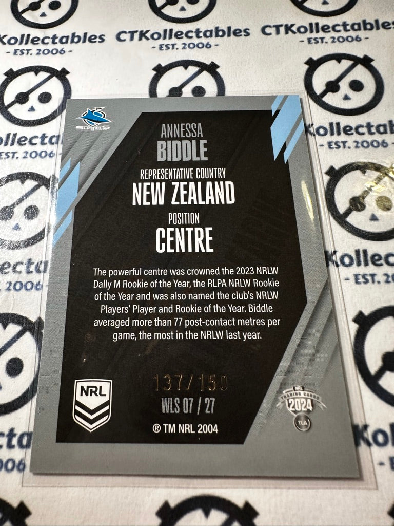 2024 TLA NRL Traders World In League - Silver Annessa Biddle #137/150 Sharks