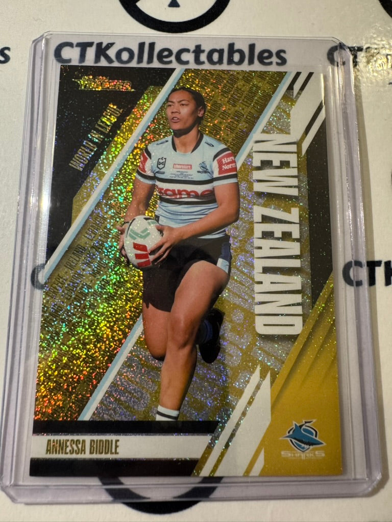 2024 TLA NRL Traders World In League - Gold Anessa Biddle #025/100 Sharks