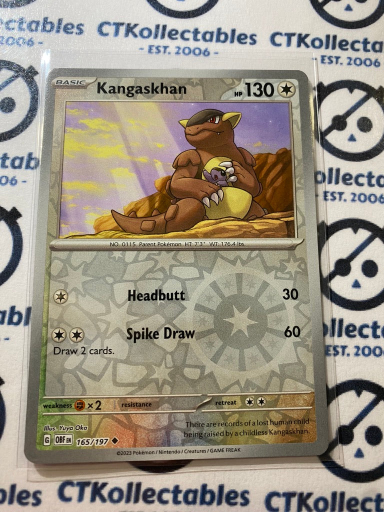 Kangaskhan Reverse Holo #165/197 2023 Obsidian Flames Pokemon Card