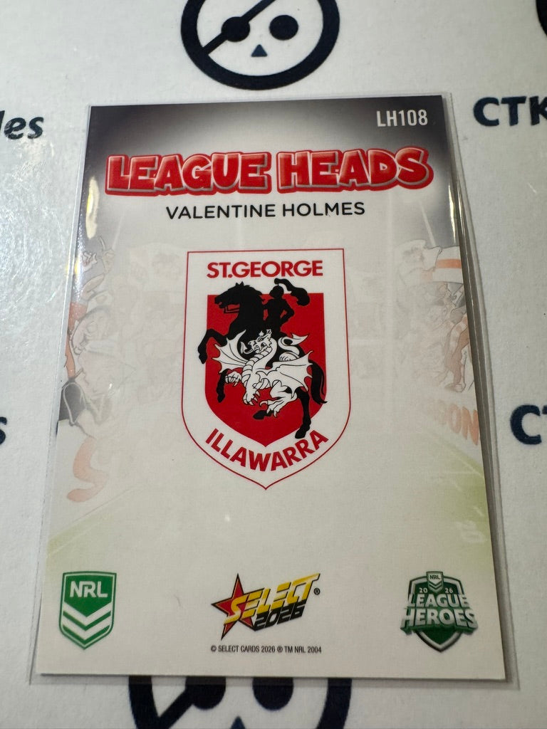 2026 Select NRL League Heroes League Heads #LH108 Valentine Holmes Dragons