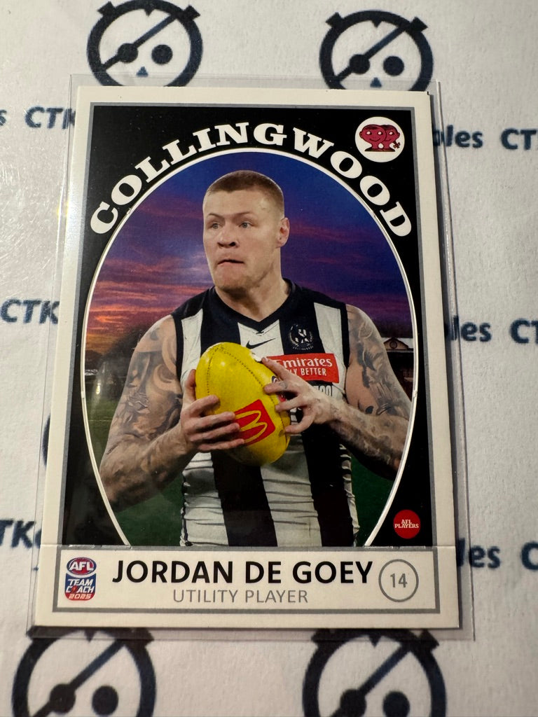 2025 AFL Teamcoach Jordan De Goey Scanlens die cut #14 Magpies