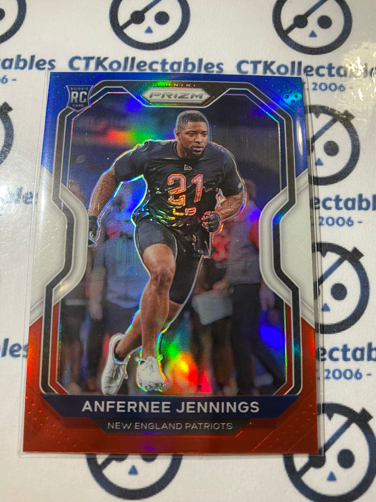 2020 NFL Prizm Anfernee Jennings Red White & Blue RC Prizm #371 Patriots