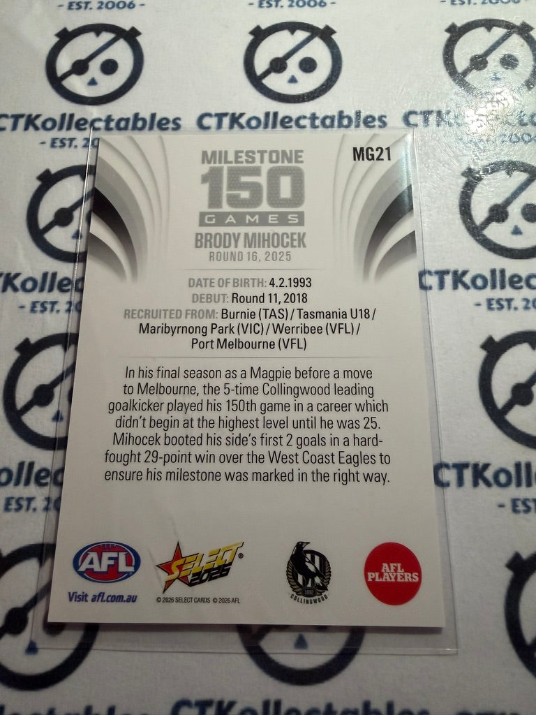2026 Select AFL Footy Stars Milestone MG21 Brody Mihocek Magpies