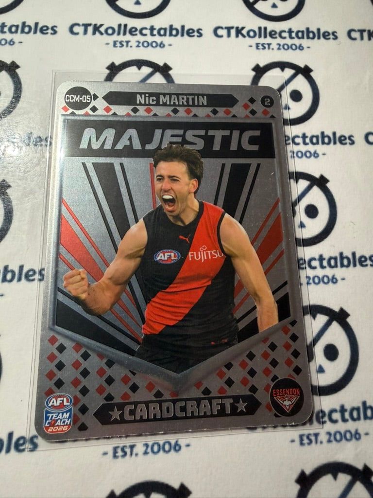 2026 Teamcoach AFL Cardcraft Majestic CCM-05 Nic Martin #2 Bombers