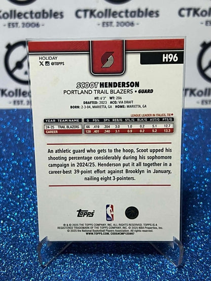 2025-26 Topps Holiday NBA Silver Glitter #H96 Scoot Henderson Portland