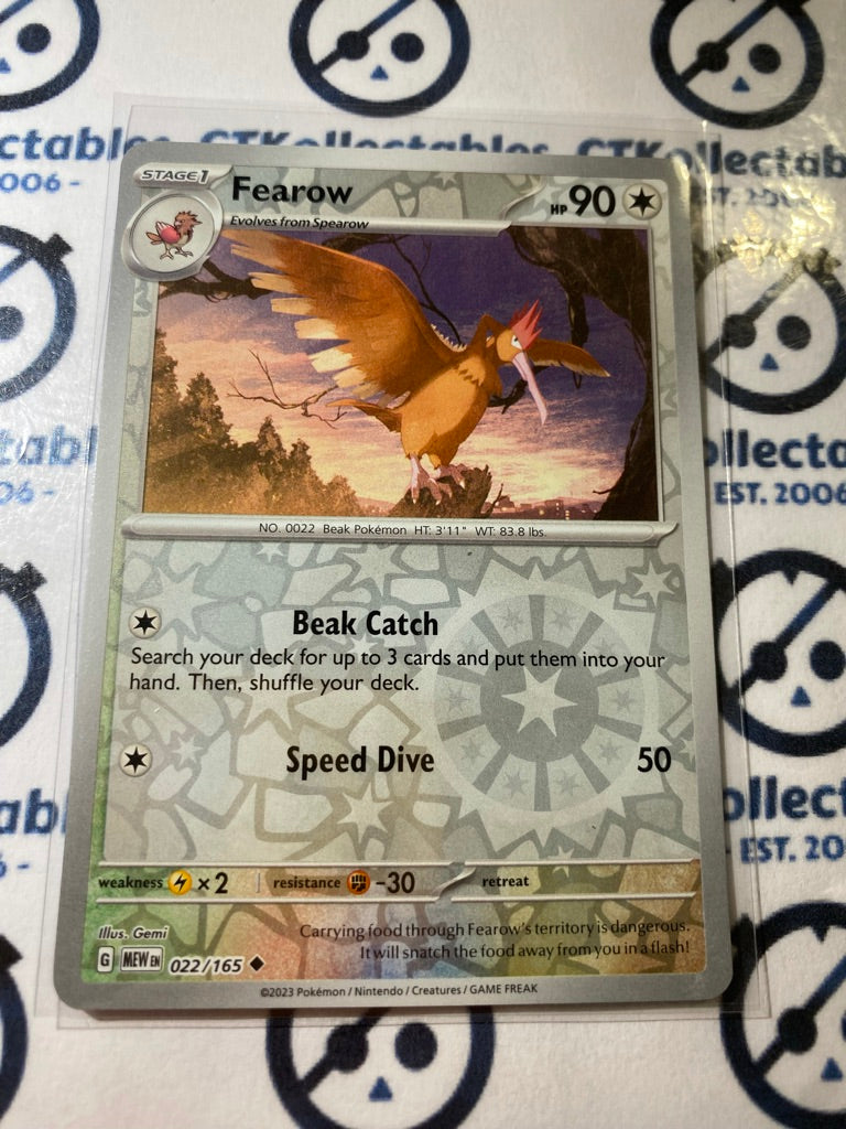 Fearow Reverse Holo #022/165 Scarlet & Violet 151 Pokemon Card