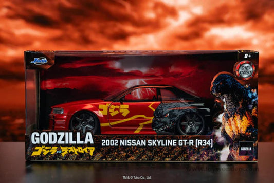 GODZILLA 2002 NISSAN SKYLINE GT-R (R34)  1/24 SCALE JADA