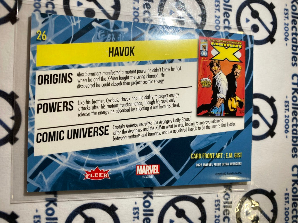 2022 Fleer Ultra Avengers Base Havok #26 Marvel