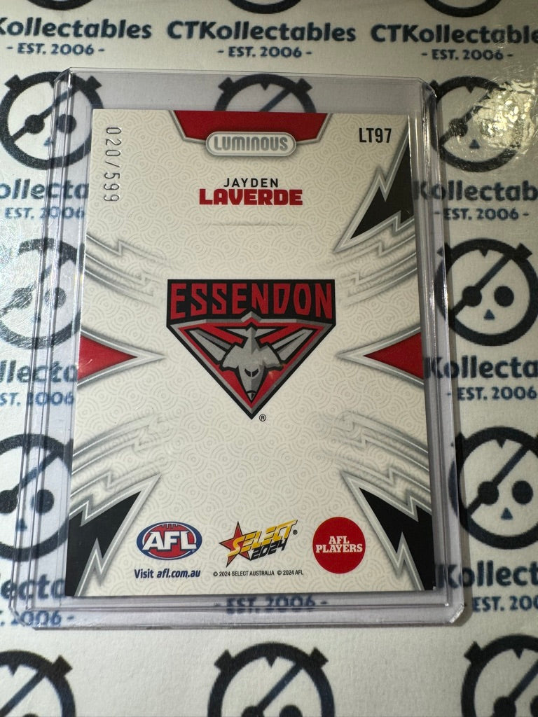 2024 AFL Footy Stars Thunderbolt LT97 Jayden Laverde #020/599 Bombers