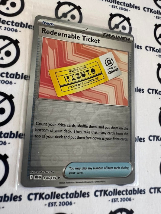 Redeemable Ticket Reverse Holo #156/159 Journey Together Pokemon Card TCG