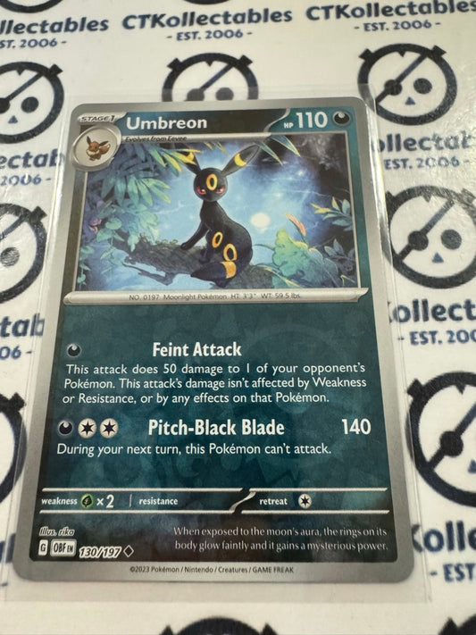 Umbreon Reverse Holo #130/197 2023 Obsidian Flames Pokemon Card