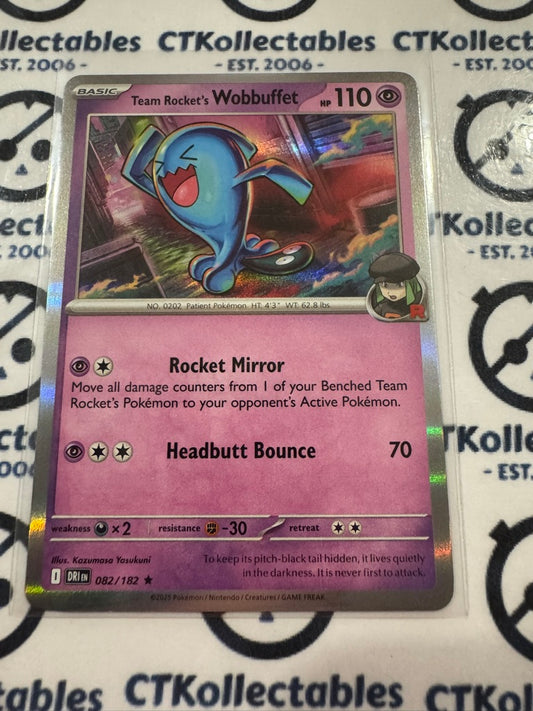 Team Rocket's Wobbuffet Holo Rare #082/182 Scarlet & Violet Destined Rivals