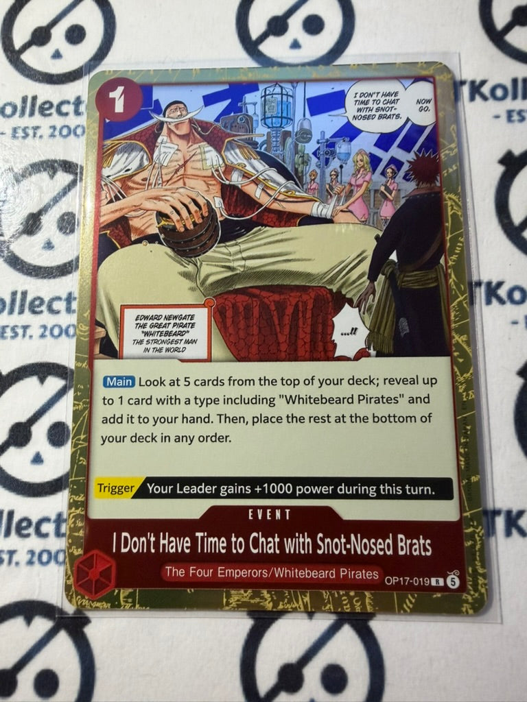 I Don’t Have Time to R FOIL OP17-019 One Piece The World's Strongest Warrior ENG