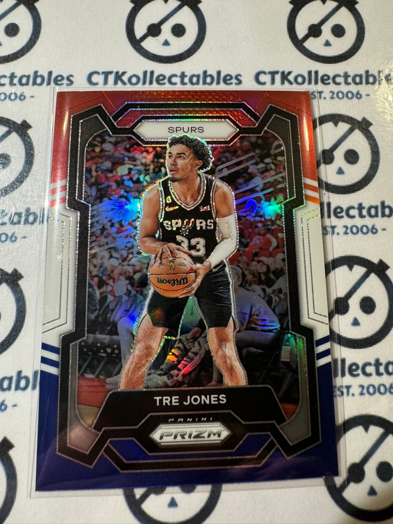 2023-24 NBA Panini Prizm Tre Jones Red White Blue Prizm #232 Spurs