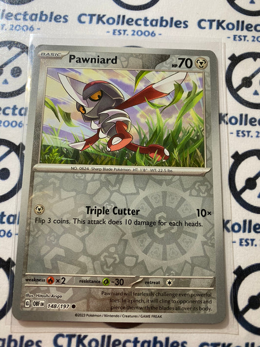 Pawniard Reverse Holo #148/197 2023 Obsidian Flames Pokemon Card