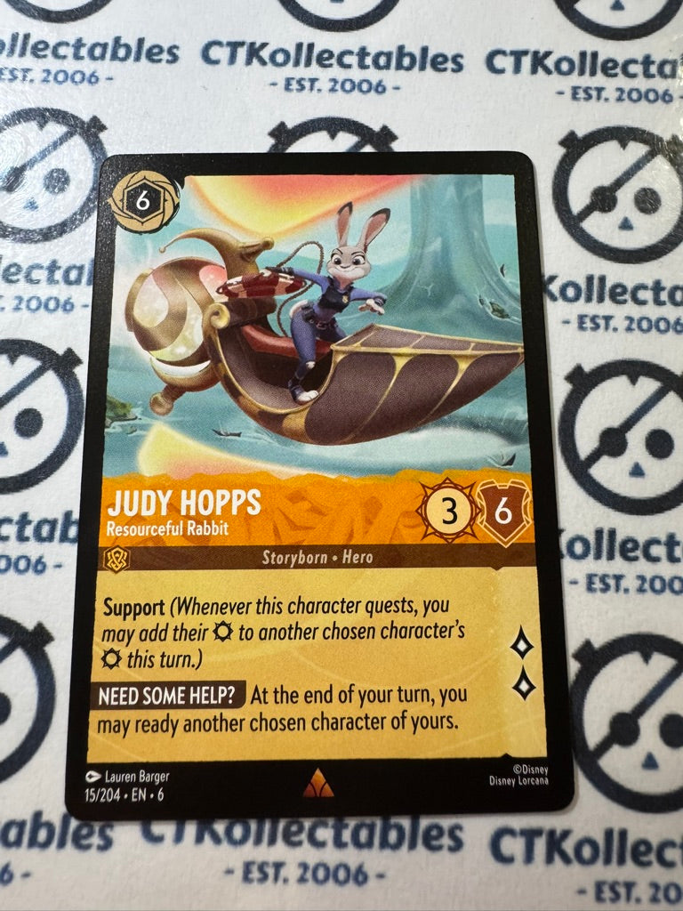 2024 DISNEY LORCANA Azurite Sea - Judy Hopps # 15/204 NON FOIL Game Card