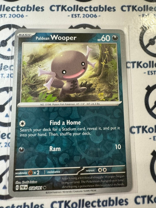 Paldean Wooper Reverse Holo #058/091 2024 Paldean Fates Pokemon Card