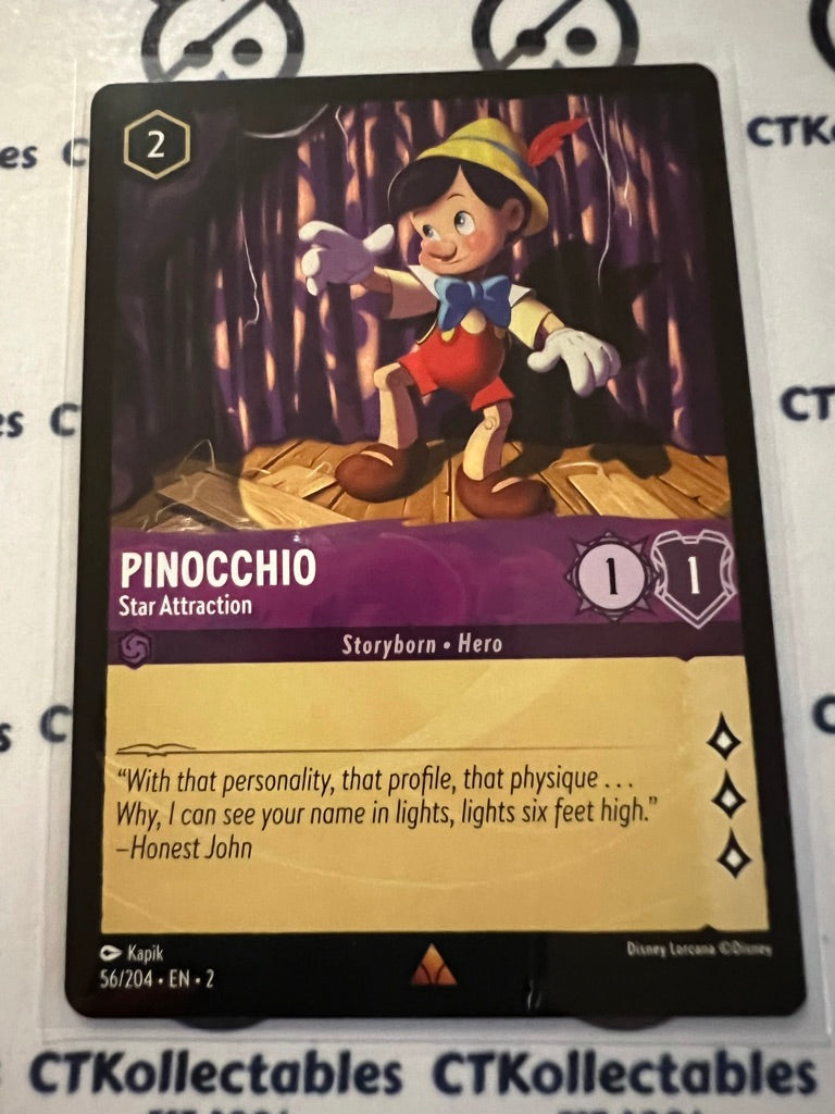 2024 Disney Lorcana Floodborn Non-Foil #56 Pinocchio, Star Attraction – Rare