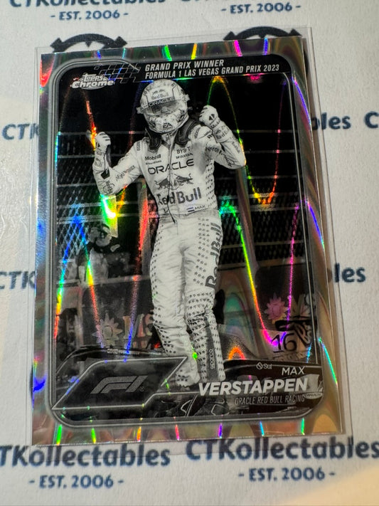 2024 Topps Chrome F1 Max Verstappen Black White Raywave GP Winner #145