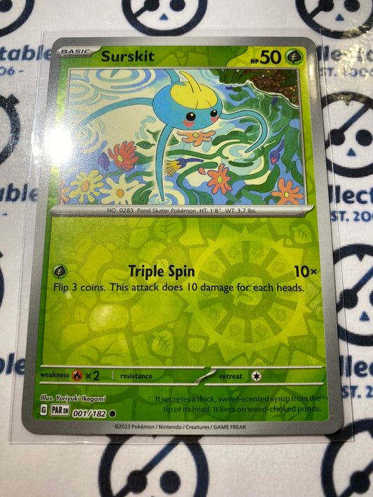 Surskit Reverse Holo #001/182 2023 Scarlet & Violet Paradox Rift Pokémon