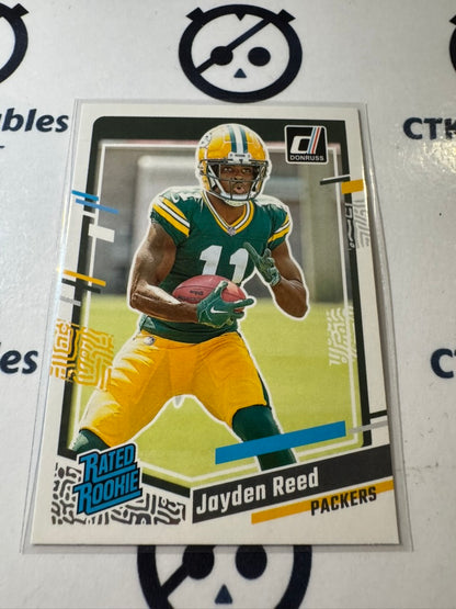 2023 NFL Panini Donruss Rated Rookie #334 Jayden Reed Green Bay Packers