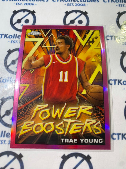2023/24 Topps NBA Chrome Trae Young Power Boosters Pink Refractor #PB-1 Hawks