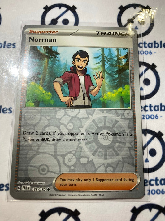 Norman Trainer Reverse Holo #168/182 2023 Scarlet & Violet Paradox Rift Pokémon