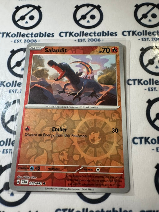 Salandit Reverse Holo #023/142 Stellar Crown Scarlet & Violet Pokemon