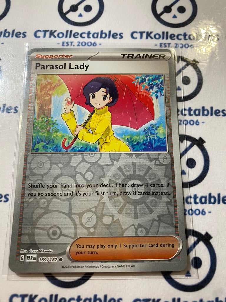 Parasol Lady Trainer Reverse Holo #169/182 2023 Paradox Rift Pokémon TCG