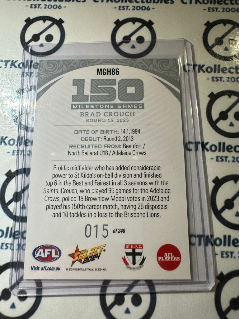 2024 AFL Footy Stars Milestone Hobby Brad Crouch #015/240 Saints