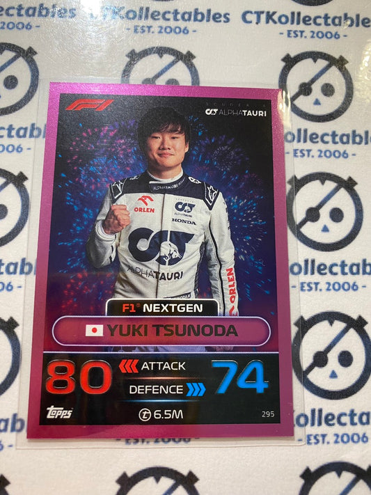 2023 Topps Turbo Attax F1 -Pink Foil Yuki Tsunoda Next Gen #295 Alpha Tauri