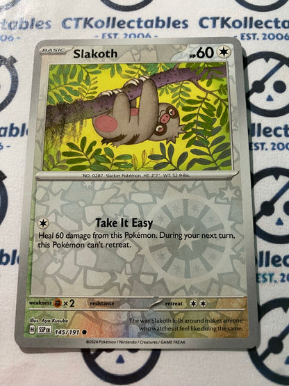 Slakoth Reverse Holo #145/191 Surging Sparks Pokémon TCG 2024