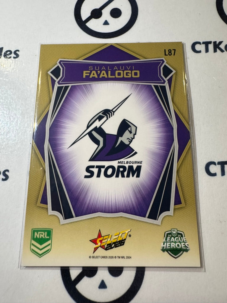 2026 Select NRL League Heroes Luminous Base #L87 Sualauvi Fa'alogo Storm