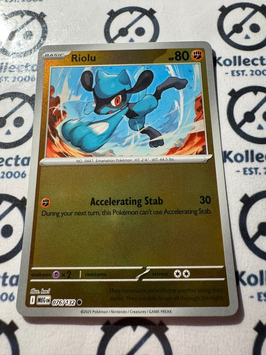 Riolu Reverse Holo #076/132 Mega Evolution Pokemon