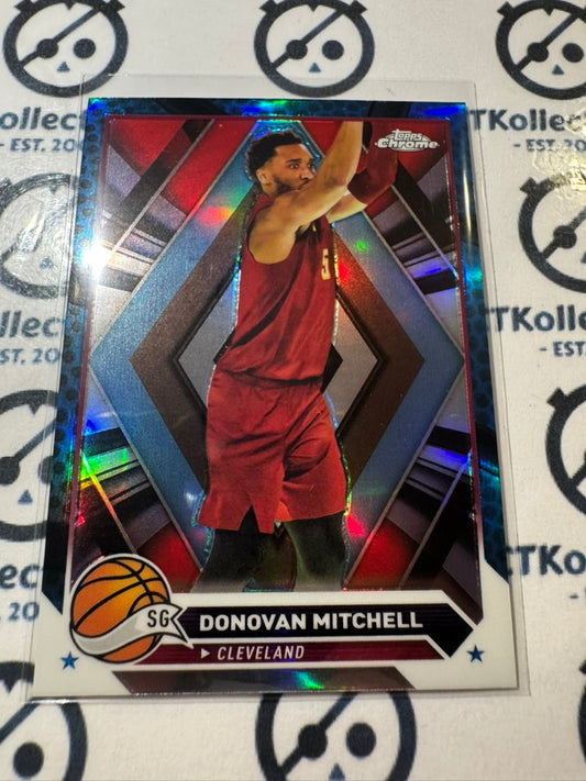 2023-24 NBA Topps Chrome Donovan Mitchell Blue Basketball Refractor #45 Cavs