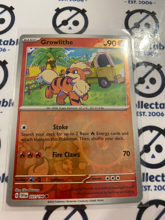 Growlithe Reverse Holo #031/198 2023 Scarlet & Violet Pokemon Card