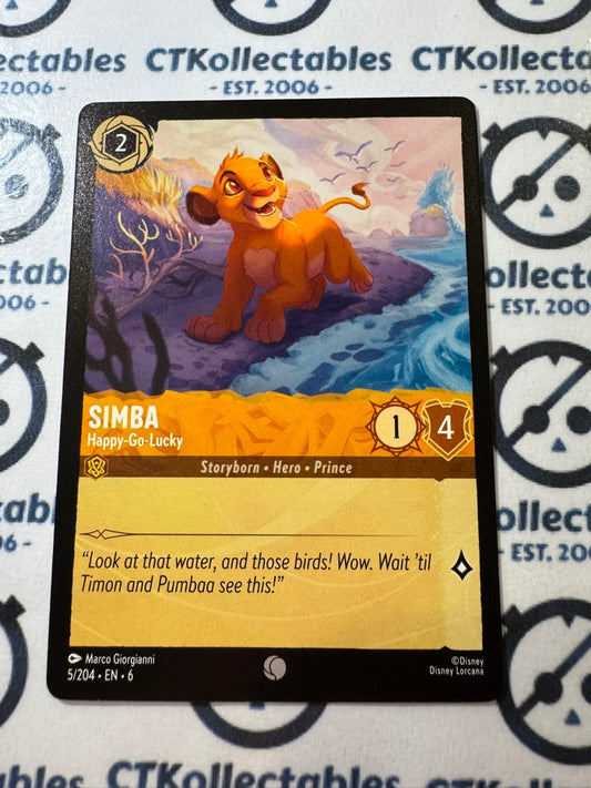 2024 DISNEY LORCANA Azurite Sea - Simba # 5/204 NON FOIL Game Card